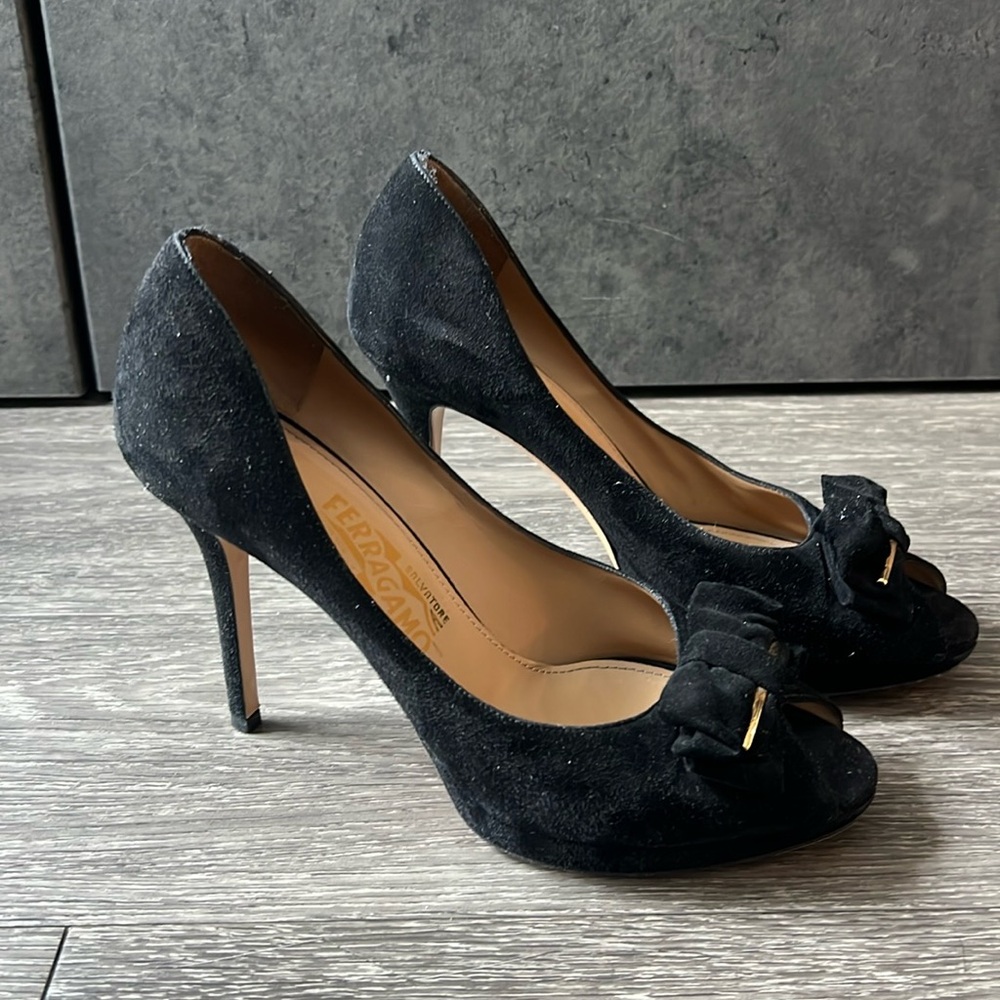 Size 8 Salvatore Ferragamo Suede black platforms